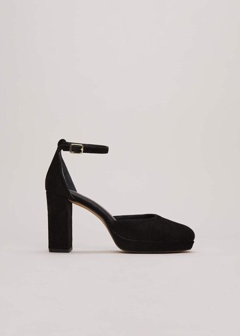 Phase Eight Black Suede Platform Heels Black USA | 7046325-QR